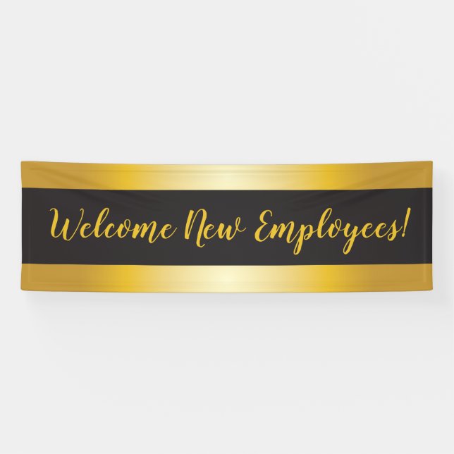 Banderoles Bienvenue de nouveaux employés Gold et Black (Horizontal)