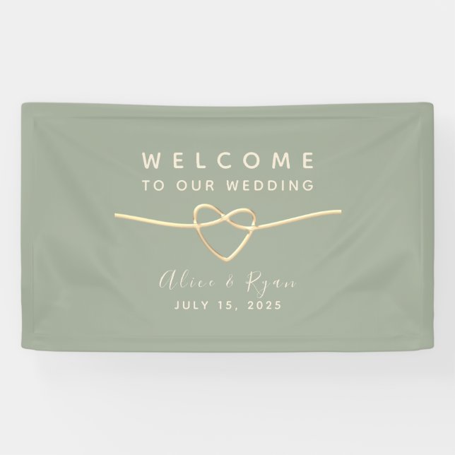 Banderoles Bienvenue du Mariage Sage Green (Horizontal)