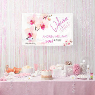 Banderoles Bienvenue Fleurs d'Orchidée Fleurissent 60e Annive