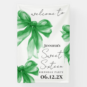 Banderoles Bienvenue Green Bow Coquette Script Sweet 16