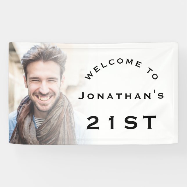 Banderoles Bienvenue Homme 21e anniversaire de fête Photo Ove (Horizontal)