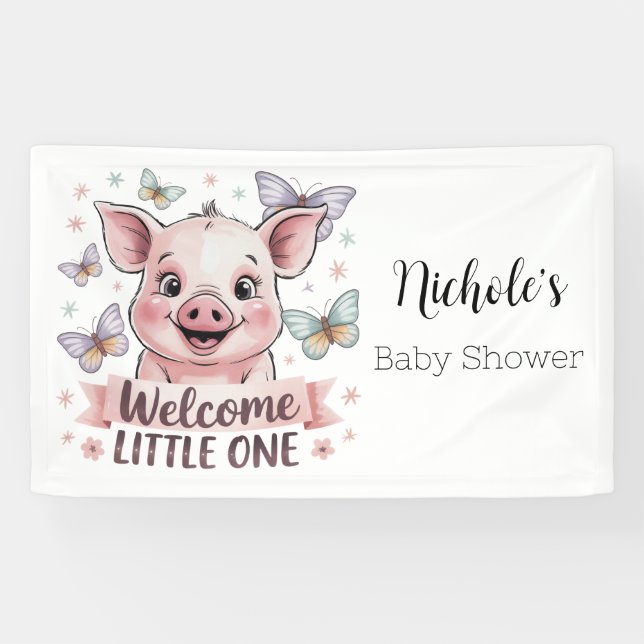 Banderoles Bienvenue Little One - Joli Baby shower de Piglet (Horizontal)