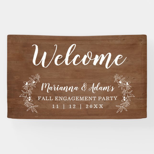 Banderoles Bienvenue Mariage de automne Engagement Party Wood (Horizontal)