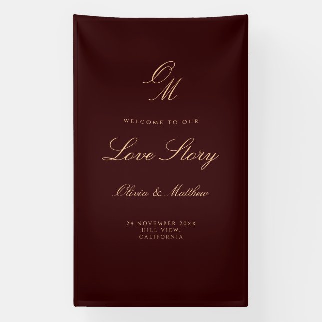 Banderoles Bienvenue Mariage Vin Profond (Verticale)