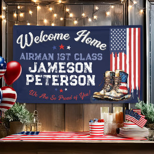 Banderoles Bienvenue militaire à la maison Boots Drapeau amér