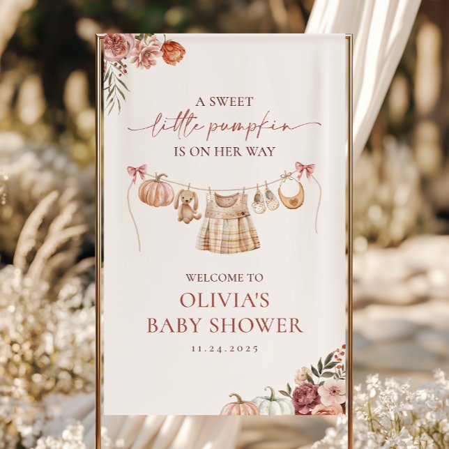 Banderoles Bienvenue Petite Citrouille Fille Baby Shower Auto (Créateur téléchargé)