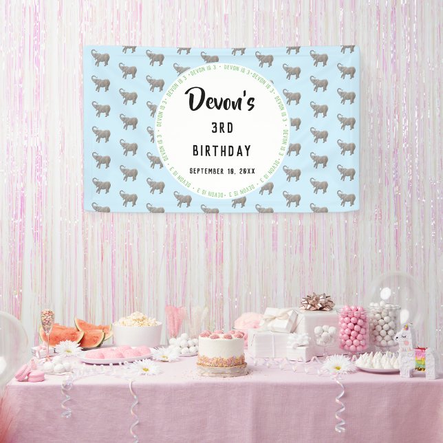 Banderoles Bienvenue pour l'anniversaire de bébé éléphant (Créateur téléchargé)