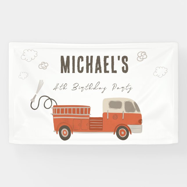 Banderoles Bienvenue pour l'anniversaire du camion de pompier (Horizontal)