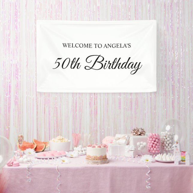 Banderoles Bienvenue pour les 50 ans Elegant Script (Fête)