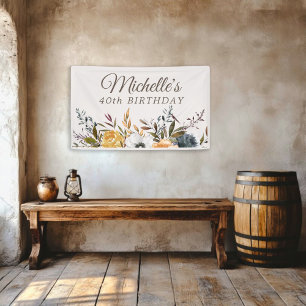 Banderoles Bienvenue pour un 40e anniversaire avec des fleurs