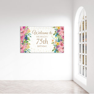 Banderoles Bienvenue pour un 75e anniversaire avec paillettes