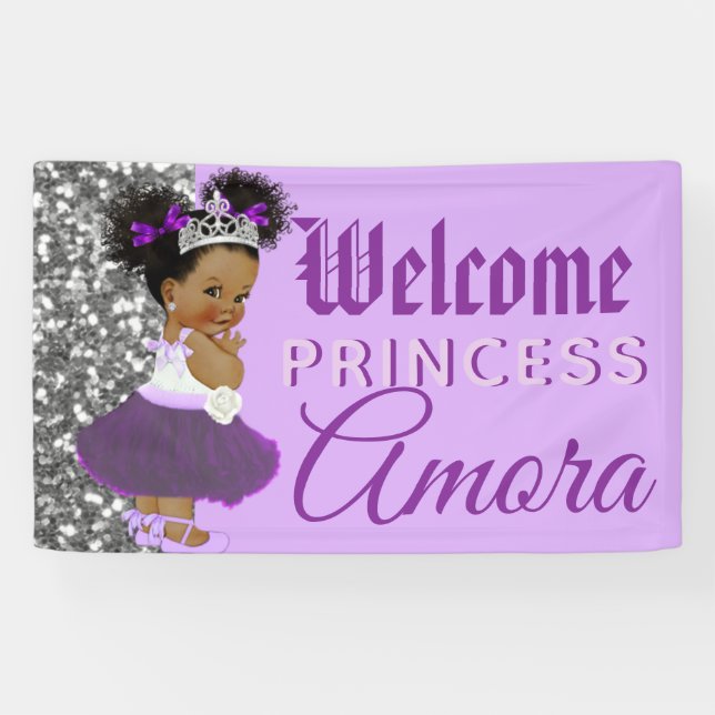 Banderoles Bienvenue Princess Purple & Silver Parties scintil (Horizontal)