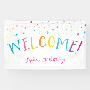 Banderoles BIENVENUE RAINBOW TYPE jolie fête couleurs vives