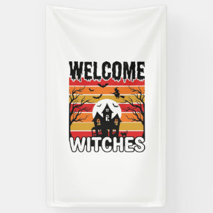 Banderoles Bienvenue Sorcières Vintage Halloween Dessin de gr
