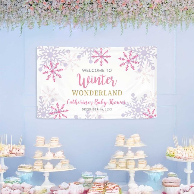 Banderoles Bienvenue Winter Wonderland Baby shower Snowflakes (Créateur téléchargé)