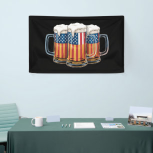 Banderoles Bières Drapeau Américain 4 juillet Merica Boire US