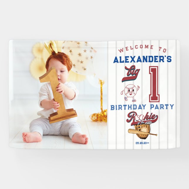 Banderoles Big One Baseball Rookie Premier anniversaire Bienv (Horizontal)