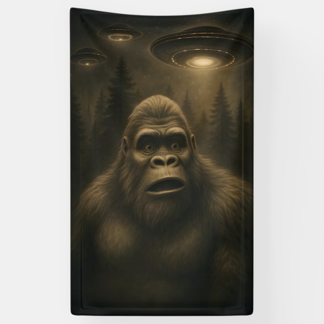 Banderoles Bigfoot Sasquatch Alien UFO Funny (Vertical)