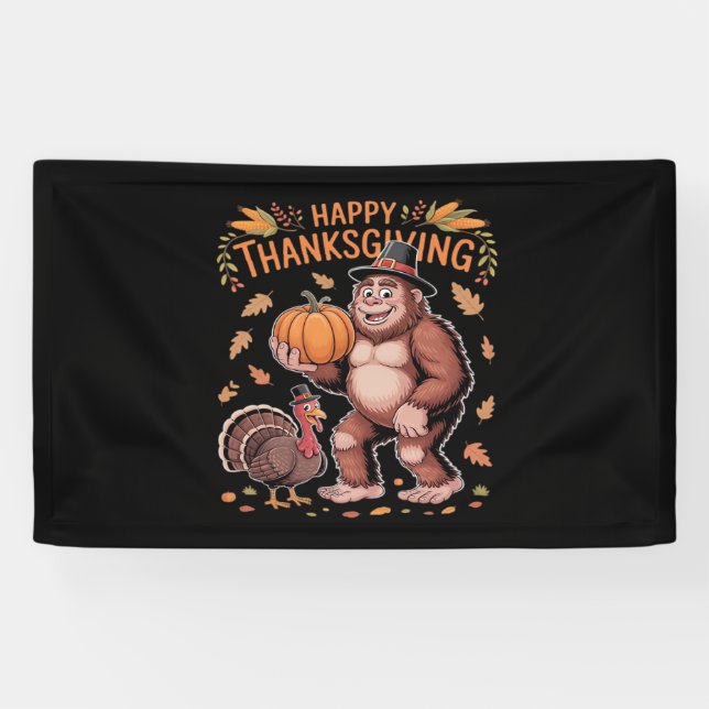 Banderoles Bigfoot Turquie Citrouille Thanksgiving Day Classi (Horizontal)