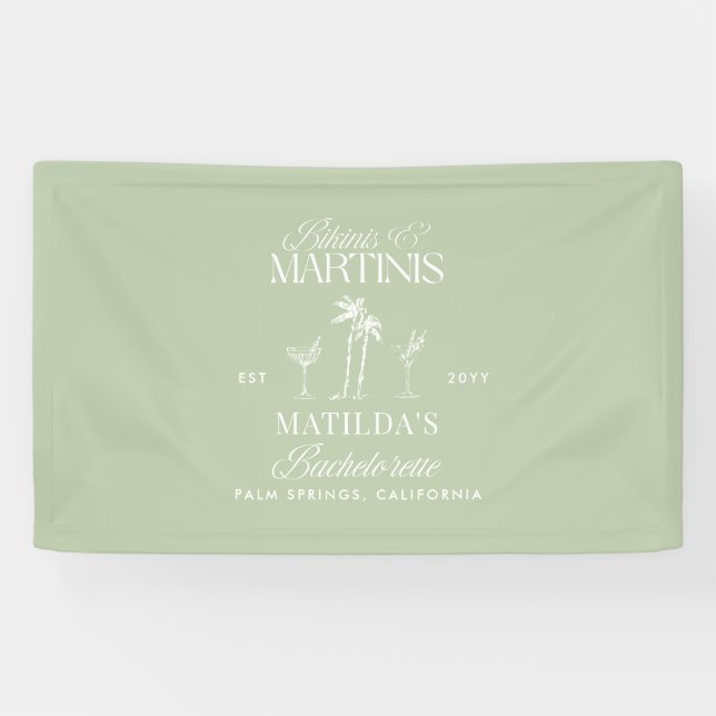 Banderoles Bikinis et martinis Élégante bachelorette vintage (Horizontal)