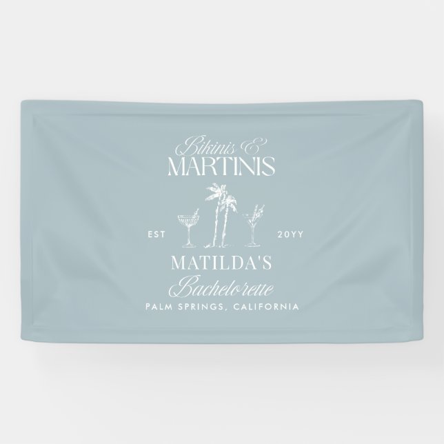 Banderoles Bikinis et martinis Élégante bachelorette vintage (Horizontal)