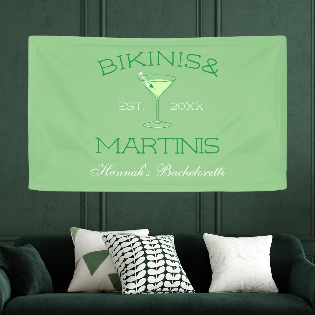 Banderoles Bikinis Et Martinis Green Beach Bachelorette (Bikinis And Martinis Green Beach Bachelorette Banner)