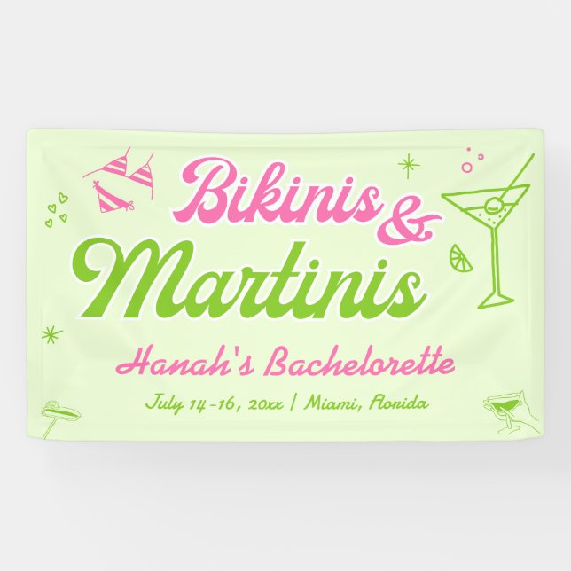 Banderoles Bikinis et Martinis Soirée de Bienvenue Bach (Horizontal)