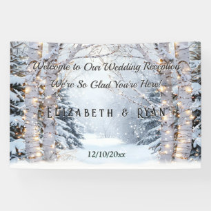 Banderoles Birch Trees Pine Trees Winter Wonderland Mariage