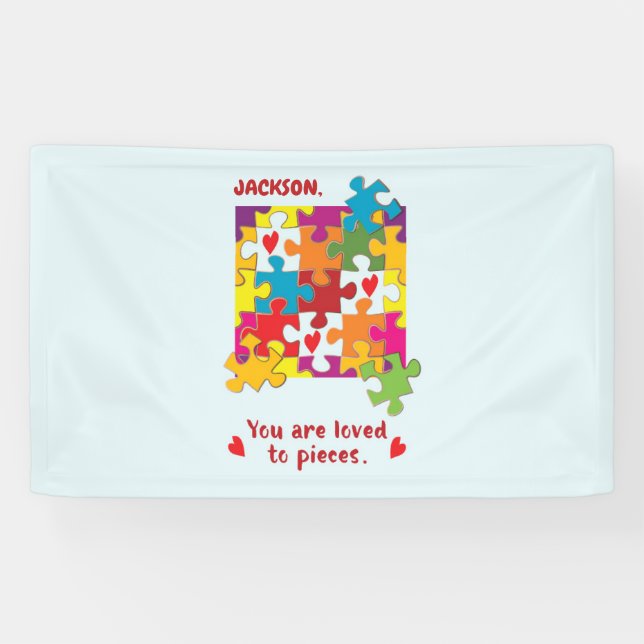 Banderoles Birthday Boy Puzzle Amour aux pièces (Horizontal)