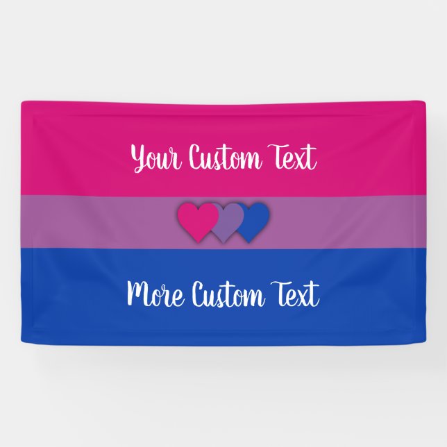 Banderoles Bisexuality pride flag with text banner (Horizontal)