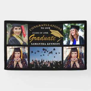 Banderoles Black And Gold 2023 Graduation 5 Collage photo