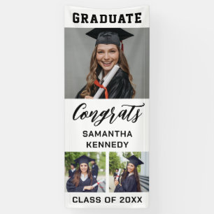 Banderoles Black And White 3 Photo Graduation Verticale 2025