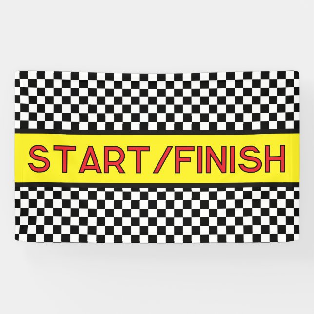 Banderoles Black and white Racing START finish Line Banner (Horizontal)