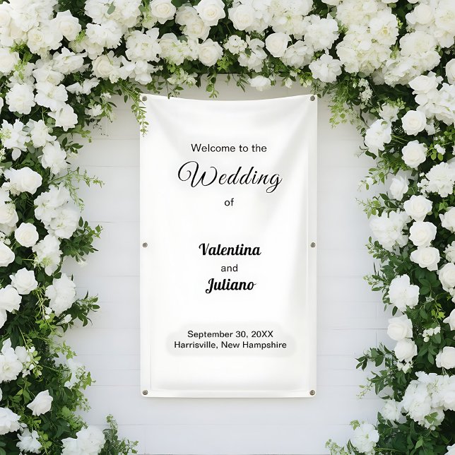 Banderoles Black and White Wedding Portrait Banner (Typography style black and white wedding portrait banner)
