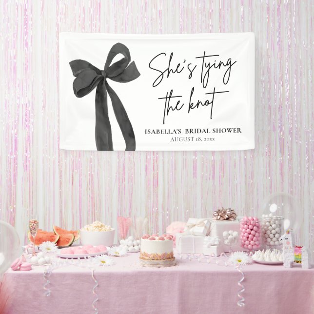 Banderoles Black Bow She's Tying the Knot Fête des mariées (Fête)