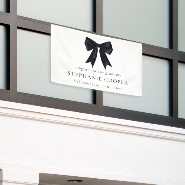 Banderoles Black Coquette Bow Félicitations à la Grad Grad Gr (Bâtiment extérieur)