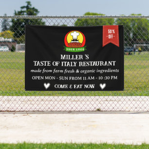 Banderoles Black Custom Logo Restaurant Café Bar & Grill