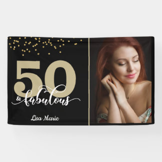 Banderoles Black Gold 50 et Fabulous Birthday Photo Banner