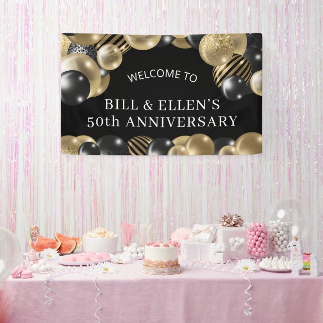 Banderoles Black Gold 50th Anniversary Welcome (Fête)