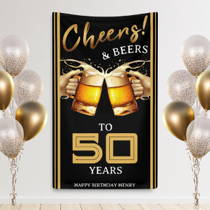 Banderoles Black & Gold Cheers & Beers 50 ans 50e anniversair