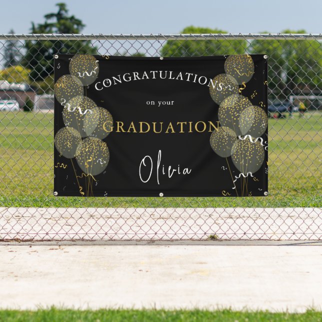 Banderoles Black & Gold Custom Party Graduation personnalisée (Insitu)