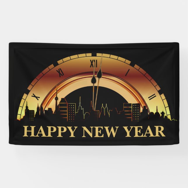 Banderoles Black & Gold New Years Eve Party (Horizontal)