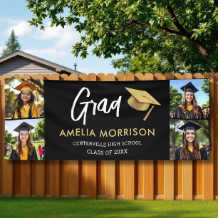 Banderoles Black Gold Photo Collage Graduate Graduate
