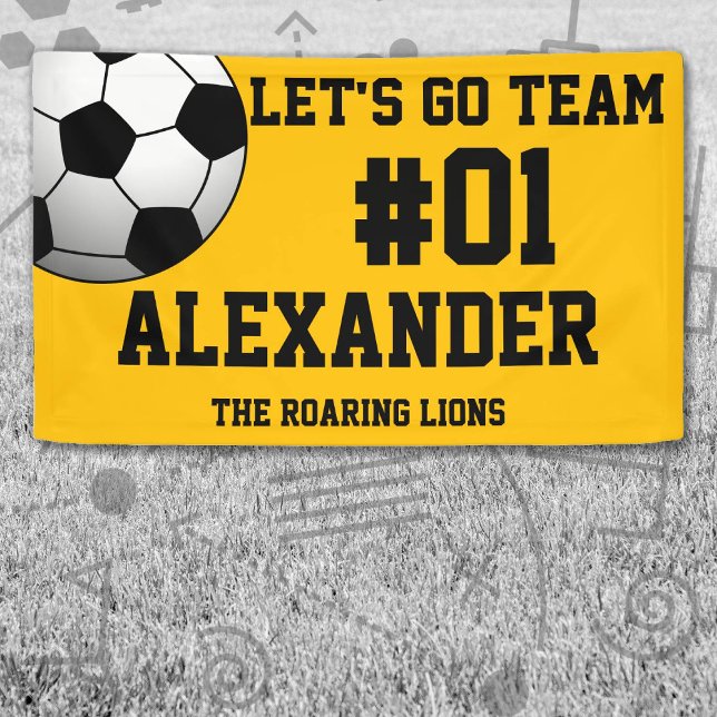 Banderoles Black Gold Team Spirit (Black and Gold Soccer Let's Go Team Banner. Celebrate your high school or college athlete.)