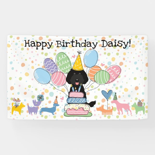 Banderoles Black Labradoodle Chien fête d'anniversaire (Horizontal)