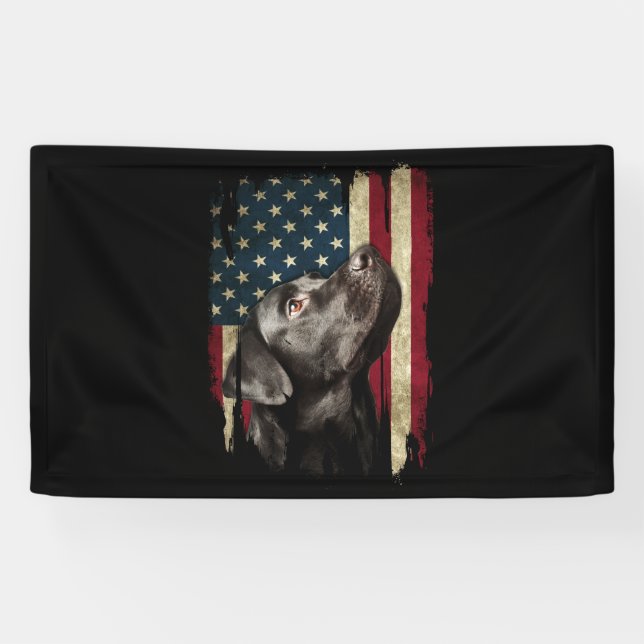Banderoles Black Labrador Gift USA Flag Lab Owner Duck Hunter (Horizontal)