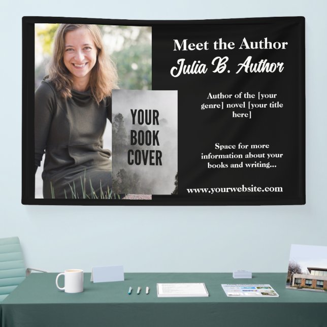 Banderoles Black Meet the Author Table Banner - Signature du  (Salon professionnel)