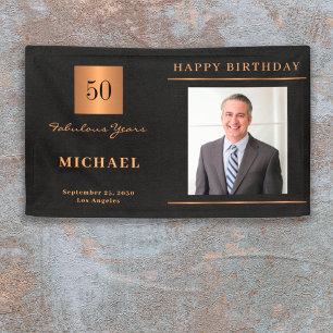 Banderoles Black or 50e anniversaire personnalisées fête phot