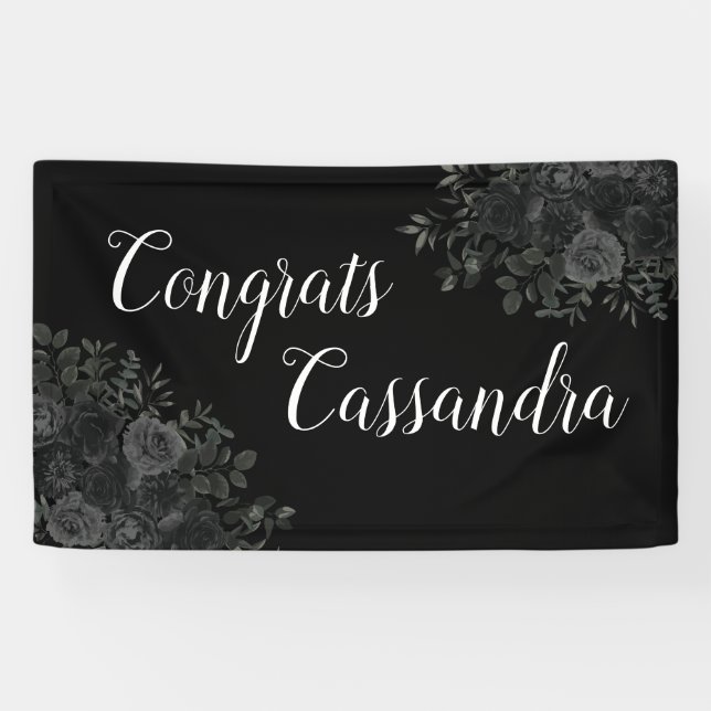 Banderoles Black Rose Dark Gothic Graduation Party (Horizontal)