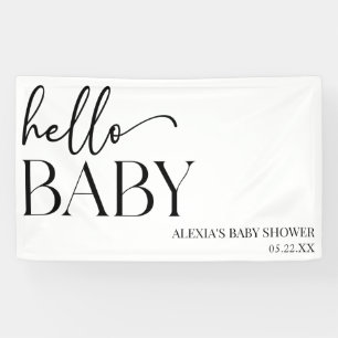 Banderoles Black White Minimaliste Hello Baby shower bébé